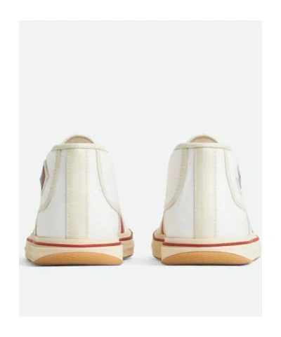 Bottega Veneta Summer Canvas Leather High-top Sneakers In White/sea Salt