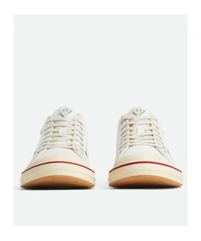 Bottega Veneta Summer Canvas Leather High-top Sneakers In White/sea Salt