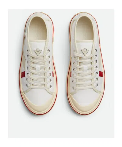 Bottega Veneta Summer Canvas Leather High-top Sneakers In White/sea Salt