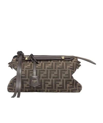 Fendi Women By The Way Soft Medium Ff Jacquard Fabric And Leather In Brown