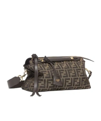 Fendi Women By The Way Soft Medium Ff Jacquard Fabric And Leather In Brown