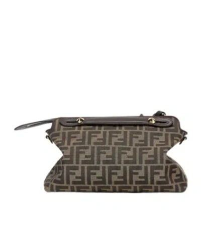 Fendi Women By The Way Soft Medium Ff Jacquard Fabric And Leather In Brown