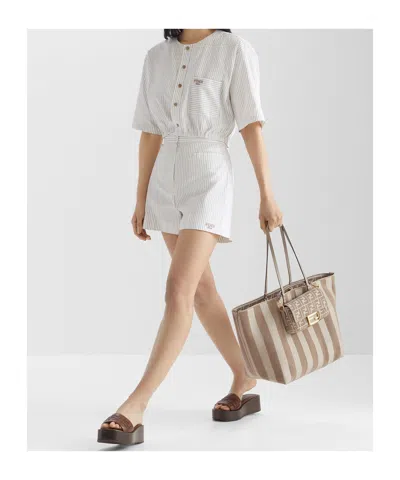 Fendi Baguette Mini Dove Grey Denim-effect Ff Jacquard Bag In Dove-grey