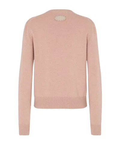 Fendi Round Neck Sweater In Deep Pink