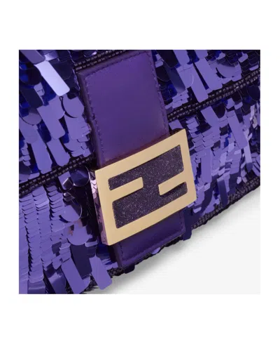 Fendi Baguette Purple Sequined Bag In Black