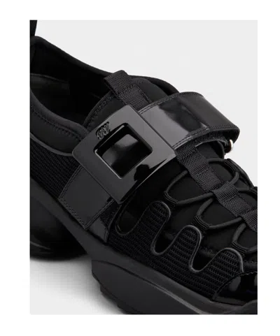 Roger Vivier Viv' On The Run Trekky Sneakers In Fabric And Patent Leather In Black