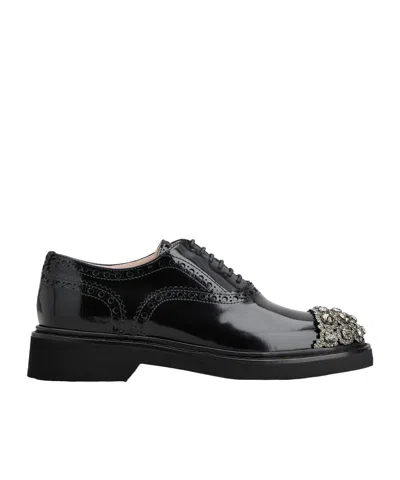Roger Vivier Viv' Rangers Lace-ups In Leather In Black