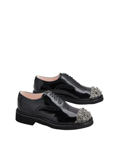 Roger Vivier Viv' Rangers Lace-ups In Leather In Black