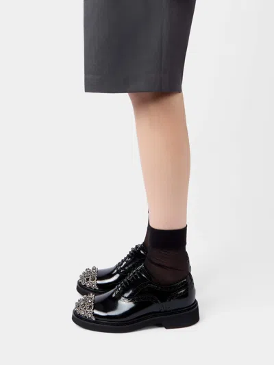 Roger Vivier Viv' Rangers Lace-ups In Leather In Black