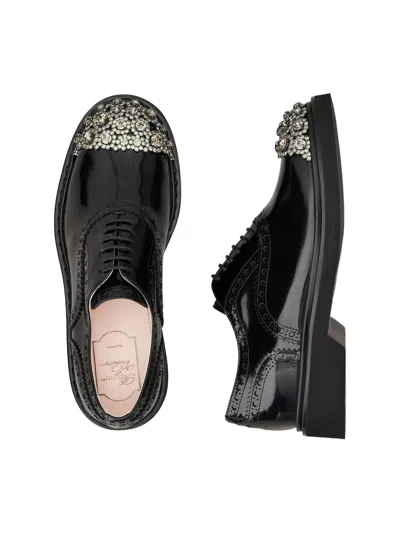 Roger Vivier Viv' Rangers Lace-ups In Leather In Black