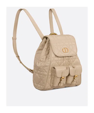 Dior Medium  Caro Backpack In Neutral