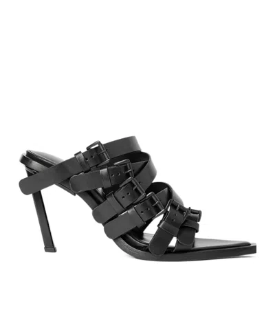 Ann Demeulemeester Nel High Heeled Mules With Belts In Black