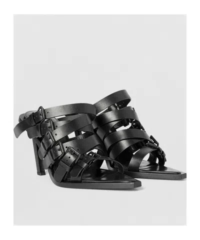 Ann Demeulemeester Nel High Heeled Mules With Belts In Black