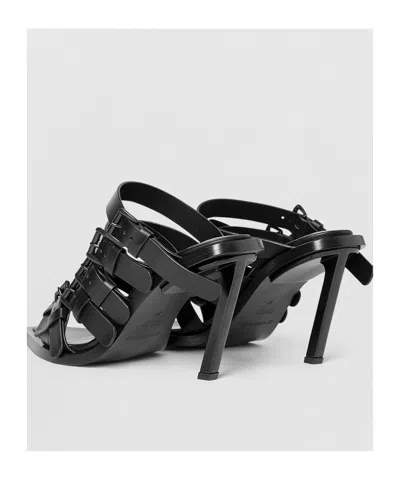 Ann Demeulemeester Nel High Heeled Mules With Belts In Black