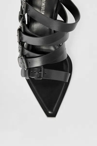 Ann Demeulemeester Nel High Heeled Mules With Belts In Black