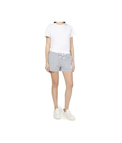 Thom Browne Striped Pattern Elastic Waistband Shorts In White