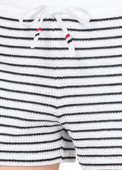 Thom Browne Striped Pattern Elastic Waistband Shorts In White