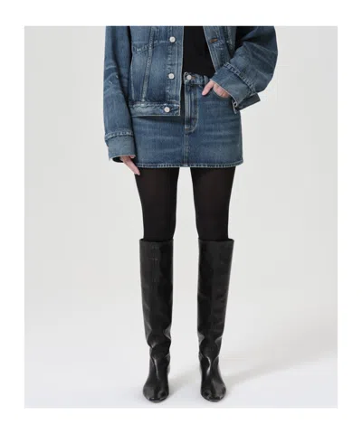 Agolde V Waist Mini Skirt In Fairway In Multi