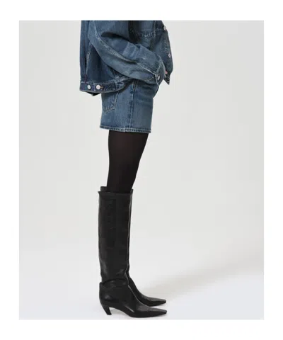 Agolde V Waist Mini Skirt In Fairway In Multi