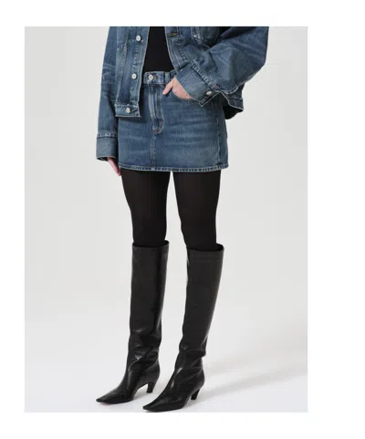 Agolde V Waist Mini Skirt In Fairway In Multi