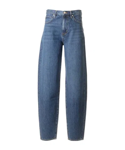 Frame Bubble Crop High Waist Wide-leg Jeans In Blue