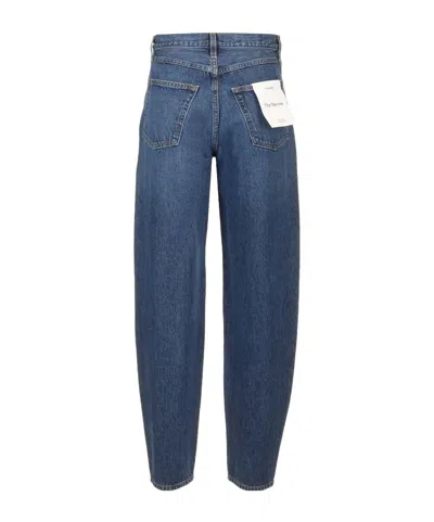 Frame Bubble Crop High Waist Wide-leg Jeans In Blue