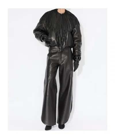 Alaïa Tassel Leather Pilot Jacket In Black