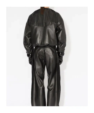 Alaïa Tassel Leather Pilot Jacket In Black