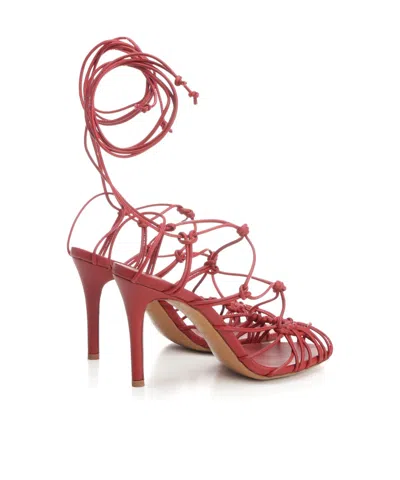 Forte Forte White Leather Sandals In Red