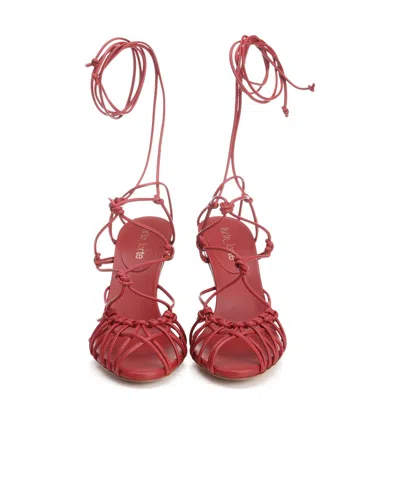 Forte Forte White Leather Sandals In Red