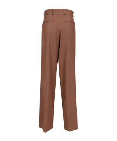 Dries Van Noten Belted Wool Gabardine Wide-leg Pants In Brown