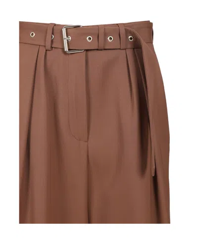 Dries Van Noten Belted Wool Gabardine Wide-leg Pants In Brown