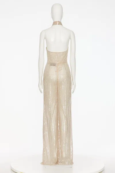 Valentino Sleeveless Jumpsuit In Praline/silver