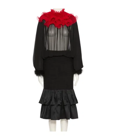 Valentino Long Sleeve Dress In Black