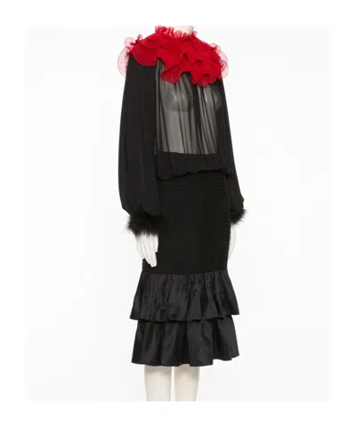 Valentino Long Sleeve Dress In Black