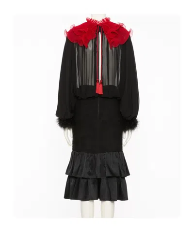 Valentino Long Sleeve Dress In Black