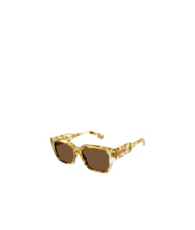 Chloé Ulip Orange Rectangular Sunglasses In Gold