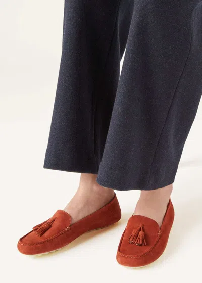 Loro Piana Dot Sole Suede Loafers In Brown