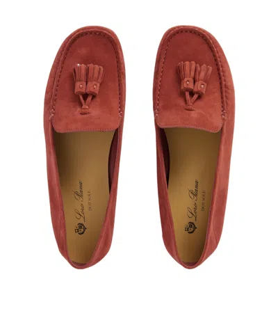 Loro Piana Dot Sole Suede Loafers In Brown