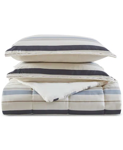 Addison Park Noah Stripe Reversible Printed 3-pc. Comforter Sets, Exclusively At Macys In Multi