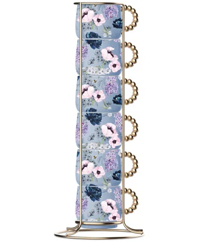 Bialetti Bridgerton Stackable Porcelain Cups, Set Of 6 In Bleached Denim