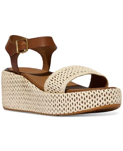 Fitflop Womens Beige Platform Woven Sandals Eur 39 / 6 Uk In Multi