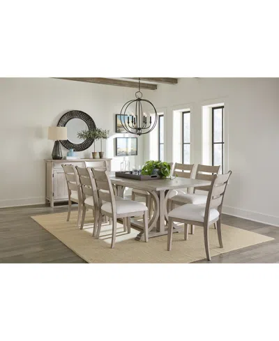 Macy's Sadie 9-pc. Rectangular Dining Set (table & 8 Ladder Back Chairs), Created For  In Grey