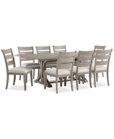 Macy's Sadie 9-pc. Rectangular Dining Set (table & 8 Ladder Back Chairs), Created For  In Grey