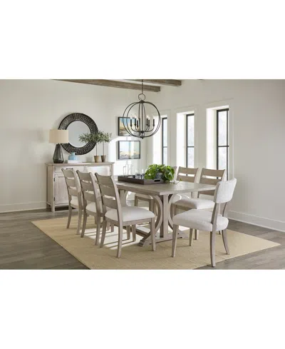Macy's Sadie 9-pc. Rectangular Dining Set (table, 6 Ladder Back Chairs & 2 Upholstered Side Chairs), Create In Grey