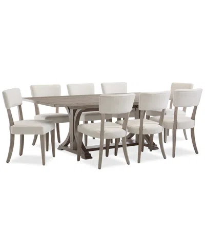Macy's Sadie 9-pc. Rectangular Dining Set (table & 8 Upholstered Side Chairs), Created For  In Grey