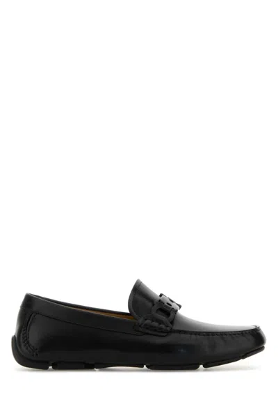 Ferragamo Black Loafers With Ganicini Plaque On The Front