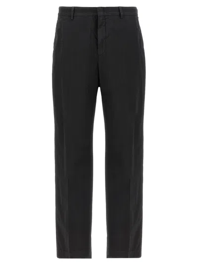 Cellar Door Front Pleat Pants In Black