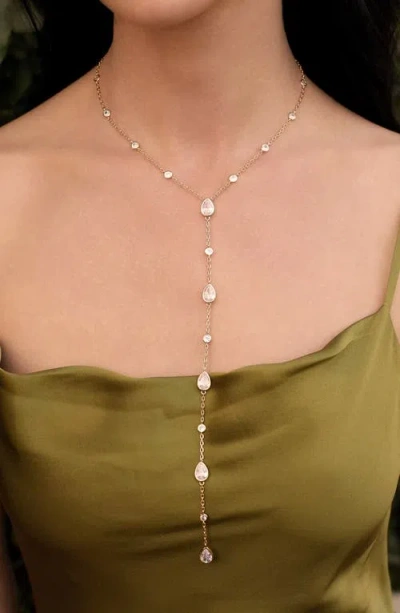 Ettika Marquise Stone Lariat Necklace In Gold