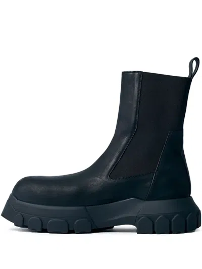 Rick Owens Beatle Tractor Suede Chelsea Boots In Black